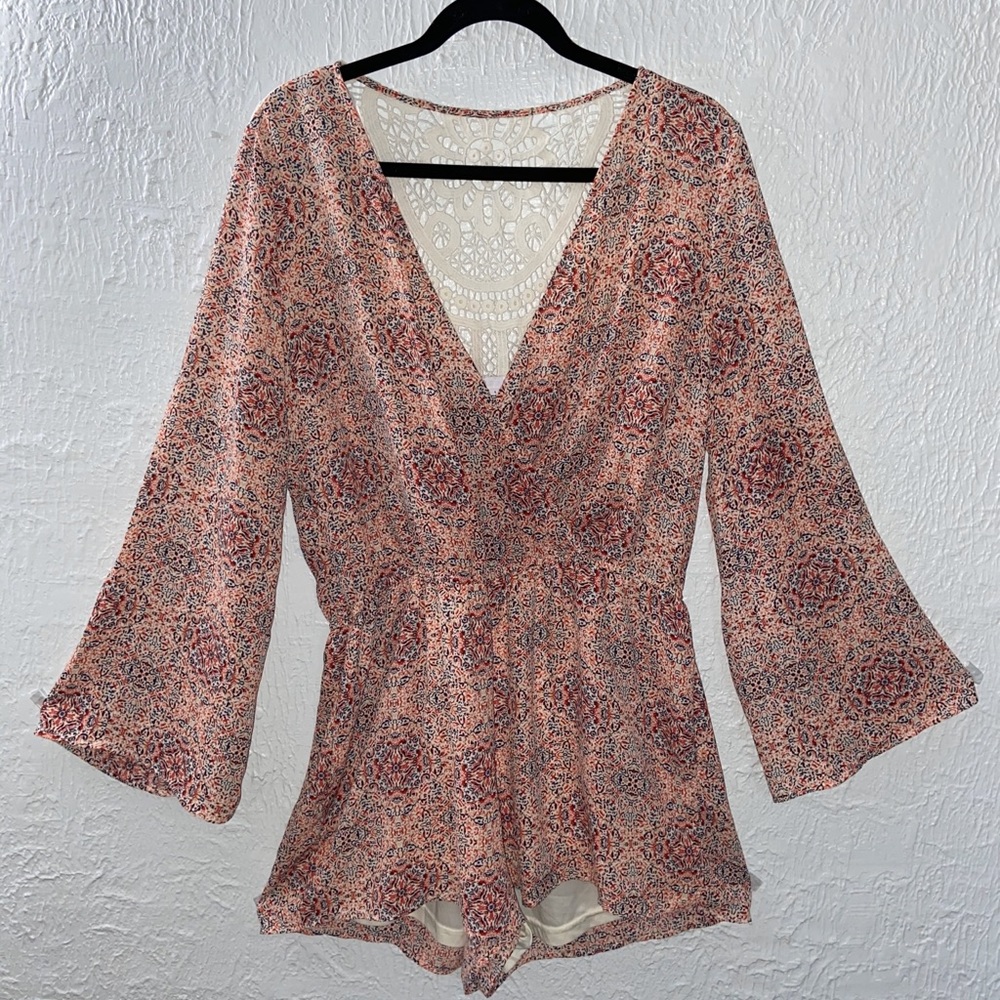 Boho Chic Romper Long Sleeve Bell Bottom Set